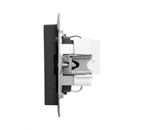 Механизм розетки, 16А, с заземлением, со шторками, чёрный Эпика EKF  UP1-SOB-111  EKF