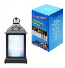 Фонарь с диодов  гирляндой внутри   ULD-L1122-010/DTB/RGB/3D BLACK , на батарейке, 10 диодов, RGB черный корпус 11*22 см  UL-00002311  Uniel