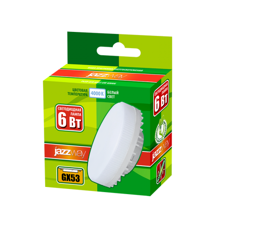 Лампа светодиодная LED 6Вт GX53 230В 4000К PLED- ECO FROST таблетка  5006034  Jazzway