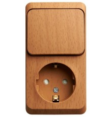 Этюд Бук О/У Блок: Розетка с заземлением со шторками + Выключатель 1-клавишный  BPA16-201T  SE