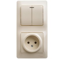 Glossa Бежевый Блок: Розетка и 2-кл. Выключатель  GSL000273  SE