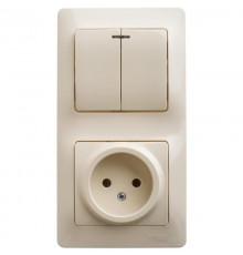 Glossa Бежевый Блок: Розетка и 2-кл. Выключатель  GSL000273  SE