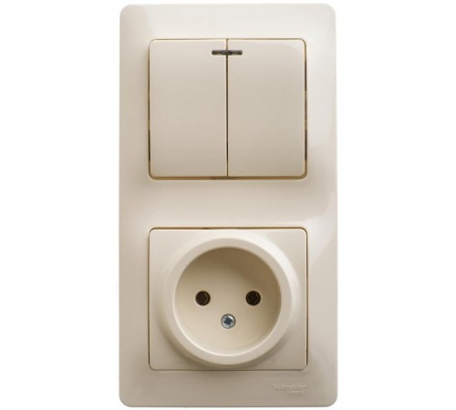 Glossa Бежевый Блок: Розетка и 2-кл. Выключатель  GSL000273  SE