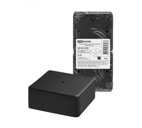 Коробка распаячная КР 100х100х44 ОП черная IP40  SQ1401-0259  TDM