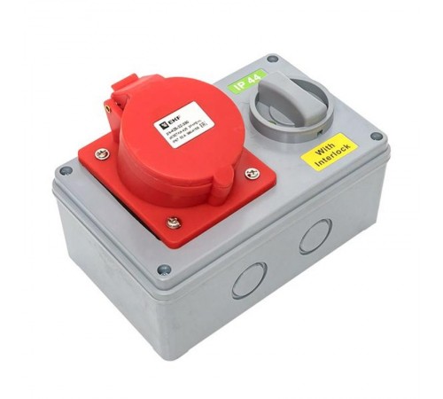 Розетка с блокировкой и выключателем 1425 3Р+РЕ+N 32А 380В IP44 EKF  ps-1425-32-380  EKF