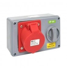 Розетка с блокировкой и выключателем 1425 3Р+РЕ+N 32А 380В IP44 EKF  ps-1425-32-380  EKF