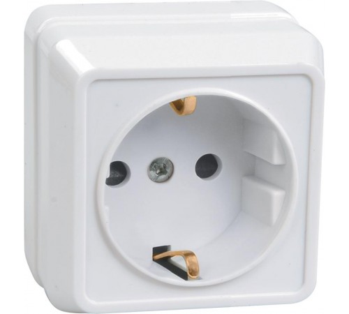 ОКТАВА белый Розетка 1-местная О/У c/з со шторками 16А РСш20-3-ОБ  ERO14-K01-16-DC  GENERICA