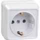 ОКТАВА белый Розетка 1-местная О/У c/з со шторками 16А РСш20-3-ОБ  ERO14-K01-16-DC  GENERICA