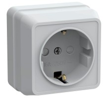 ОКТАВА белый Розетка 1-местная О/У c/з со шторками 16А РСш20-3-ОБ  ERO14-K01-16-DC  GENERICA