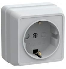 ОКТАВА белый Розетка 1-местная О/У c/з со шторками 16А РСш20-3-ОБ  ERO14-K01-16-DC  GENERICA