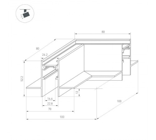 Коннектор угловой MAG-ORIENT-CON-2652-FDW-L90 (BK) (Arlight, IP20 Металл, 3 года)  033639  Arlight