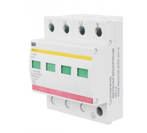 Ограничитель импульсного перенапряжения ОПС1-B 4Р In=30kA Un=400B Im=60kA  MOP20-4-B  IEK