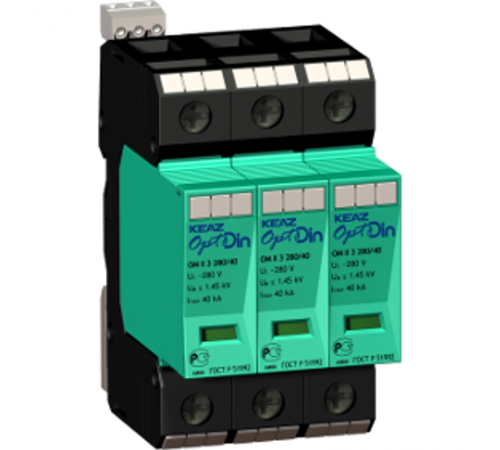 Ограничитель импульсных перенапряжений (УЗИП) OptiDin OM-II-3-750/30/R  149960  КЭАЗ