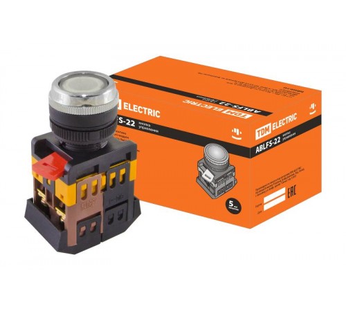 Кнопка ABLFS-22 прозрачн. d22мм неон/230В 1з+1р   SQ0704-0033  TDM