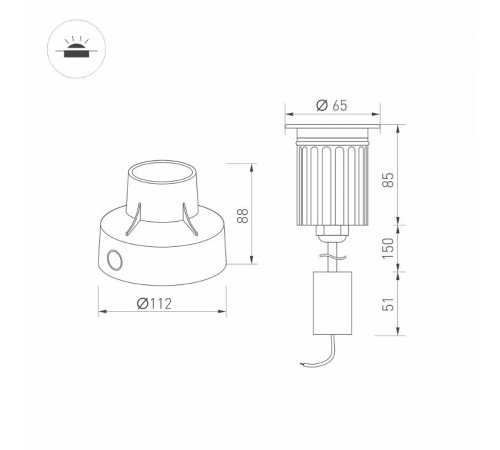 Светильник LTD-GROUND-XL-R65-6W Warm3000 (SL, 15 deg, 230V) (Arlight, IP67 Металл, 3 года)  028047  Arlight