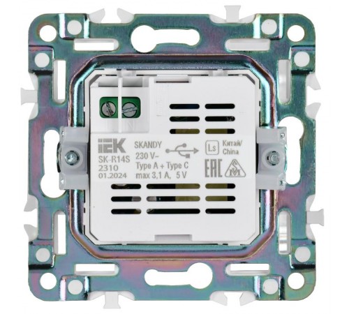 SKANDY Розетка USB A+C 3,1А SK-R14S серебряный   SK-U22-D31-K23  IEK