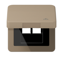 Накладка и крышка для двойных UAE розеток с символом "сеть"; металл; золотая бронза  CD590KLLANGB  Jung