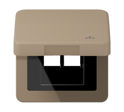 Накладка и крышка для двойных UAE розеток с символом "сеть"; металл; золотая бронза  CD590KLLANGB  Jung