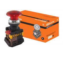 Кнопка AELA-22 "Грибок" красный d22мм неон/230В 1з+1р   SQ0704-0013  TDM