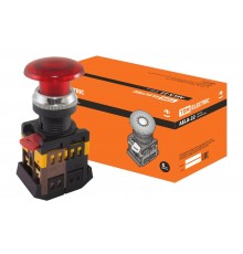 Кнопка AELA-22 "Грибок" красный d22мм неон/230В 1з+1р   SQ0704-0013  TDM