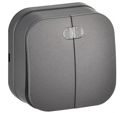 GLORY Выключатель 2-клавишный с индикацией о/у 10А ВС20-2-1-ХСм сталь матовый  EVH21-K46M-10  IEK