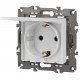 Розетка Elegance 14-2103-01М с заземлением со шторками с крышкой, 16А-250В, белый матовый  Б0065808  ЭРА