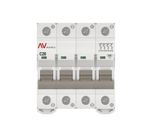 Выключатель автоматический AV-10 DC 4P 20A (C) 10kA  AVERES mcb10-DC-4-20C-av EKF