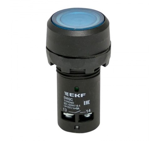 Кнопка SW2C-10D с подсветкой синяя NO EKF PROxima  sw2c-md-b  EKF