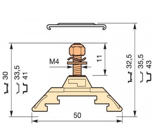 Клемма HD4/9.F4.V0 1шпилька  1SNA295391R2000  TE