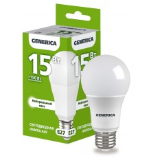 Лампа светодиодная A60 груша 15Вт 230В 4000К E27   LL-A60-15-230-40-E27-G  GENERICA