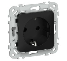 FLITE Розетка с заземлением без шторок 16А РС11-0-ФлЧ черный  FI-R11-16-K02  IEK