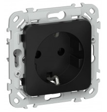 FLITE Розетка с заземлением без шторок 16А РС11-0-ФлЧ черный  FI-R11-16-K02  IEK