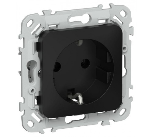 FLITE Розетка с заземлением без шторок 16А РС11-0-ФлЧ черный  FI-R11-16-K02  IEK