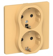 FLITE Розетка 2-ая с заземлением со шторками 16А РСш12-0-К-ФлЗ золотарник  FI-R24C-16-K90  IEK