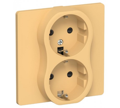 FLITE Розетка 2-ая с заземлением со шторками 16А РСш12-0-К-ФлЗ золотарник  FI-R24C-16-K90  IEK