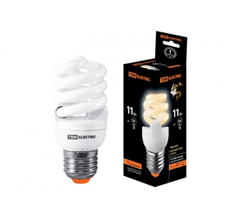 Лампа энергосберегающая КЛЛ-FSТ2-11 Вт-2700 К-Е27 (40х93 мм)  SQ0323-0061  TDM