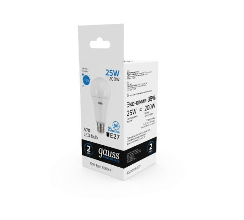 Лампа светодиодная LED 25Вт E27 220В 6500К А67 Elementary  73235  Gauss