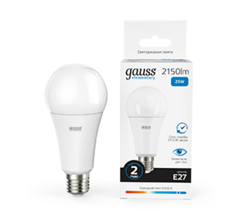 Лампа светодиодная LED 25Вт E27 220В 6500К А67 Elementary  73235  Gauss