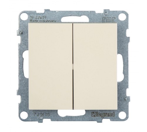 SUNO Выключатель двухклавишный 10А 250В. Безвинтовые зажимы. Цвет "Слоновая кость"  721205  Legrand