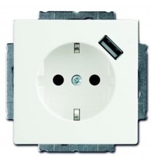 ABB Basic 55 Альп. белый Розетка Schuko 20 EUCBUSB-94-500, 16А, 700мА с устр.заряд.USB  2011-0-6193   2CKA002011A6193  ABB