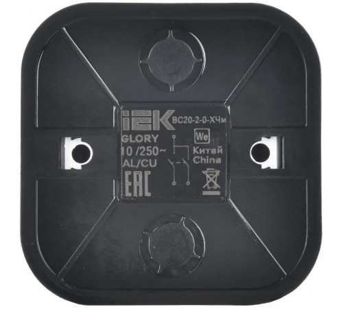 GLORY Выключатель 2-клавишный о/у 10А ВС20-2-0-ХЧм черный матовый  EVH20-K02M-10  IEK