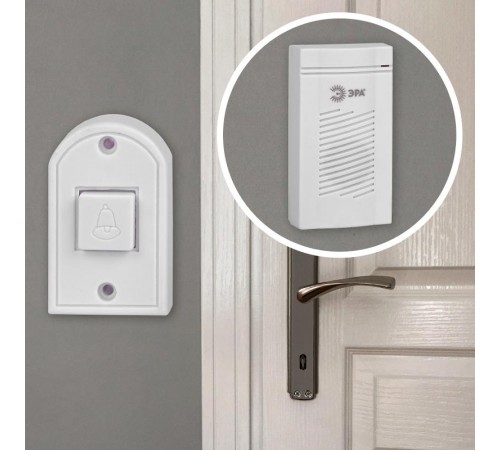 Звонок дверной ЭРА D50 проводной, белый, 1 мелодия  Б0052882  ЭРА