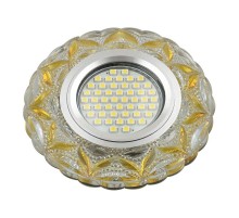 Светильник декор.встр Luciole DLS-L149 GU5.3 GLASSY/LIGHT GOLD GU5.3 доп.LED подсветка 3Вт, стекл,зерк./прозр.+светло-желтый.  UL-00003903  Fametto