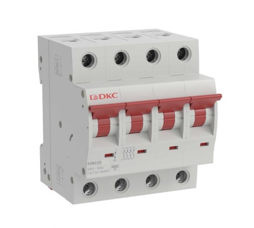 Автоматический выключатель модульный YON max типа MD63S, 4,5кА, 4 полюса, хар-ка C, 10А  MD63S-4PC10  DKC