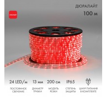 Дюралайт LED, постоянное свечение (2W) - красный Эконом 24 LED/м, бухта 100м  121-122-4  NEON-NIGHT
