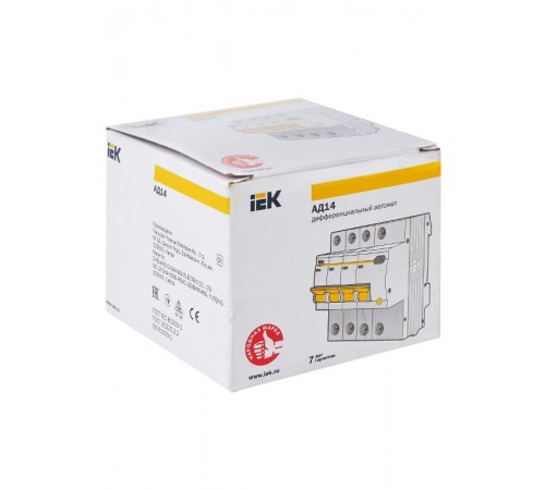 Выключатель автоматический дифференциального тока АД14 4п 50А C 30мА тип AC (5 мод)  MAD10-4-050-C-030  IEK