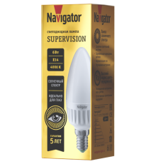 Лампа светодиодная NLL-C37-6-230-4K-E14-FR-SV  80546   Navigator