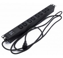 SHE19-8IEC-2.5IEC Блок розеток для 19" шкафов, горизонтальный, 8 розеток IEC320 C13,  482.6x44.4x44.4мм (ДхШхВ) 397033  Hyperline