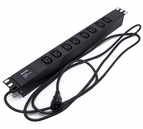 SHE19-8IEC-2.5IEC Блок розеток для 19" шкафов, горизонтальный, 8 розеток IEC320 C13,  482.6x44.4x44.4мм (ДхШхВ) 397033  Hyperline