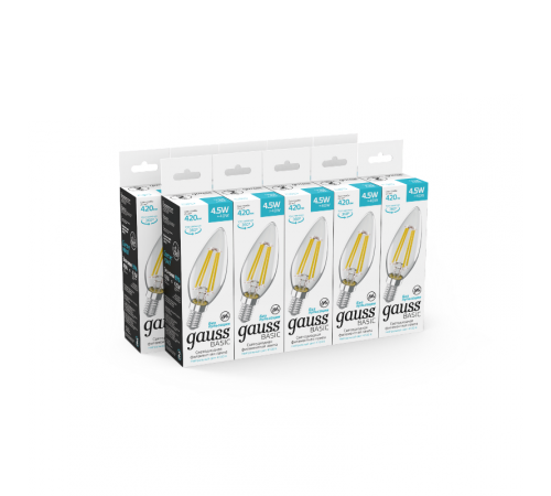 Лампа светодиодная Basic Filament Свеча 4,5W 420lm 4100К Е14 LED 1/10/50  1031215  Gauss